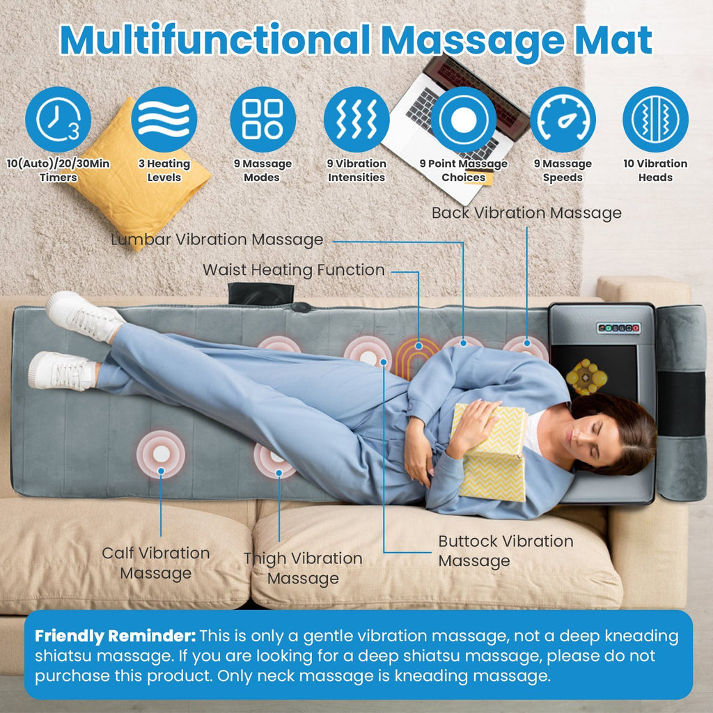 Full Body Electric Massage Mat With Neck Massage, Foot Massage, Head Pillow And Cloth